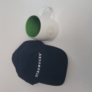 Like new "Starbucks" bundle (2) black baseball cap with adjustable strap and mug